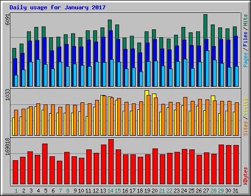 Daily usage for January 2017