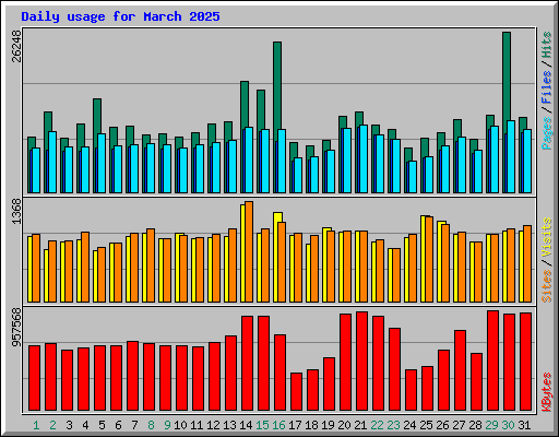 Daily usage for March 2025